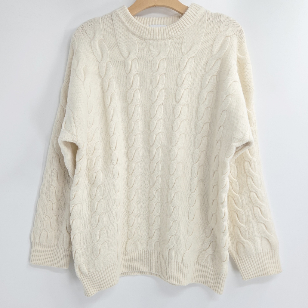 Sundays Sweater Cream Cable Net 100% Wool